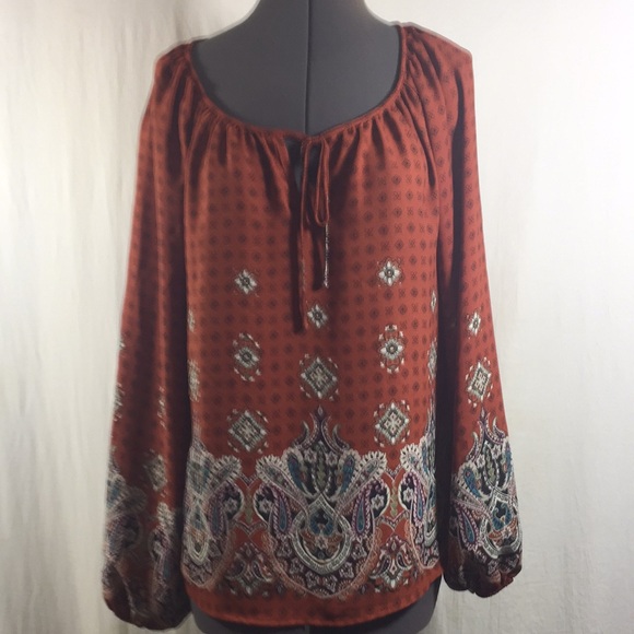 Timing Tops - TIMING Women Long Elastic Sleeve Top Size Large